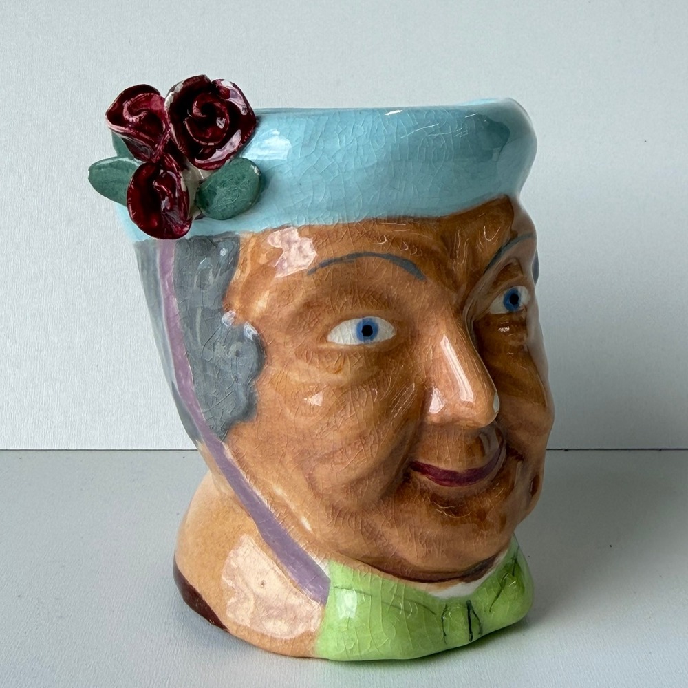 Vintage Grandma Character Face Mug‎ Woodie 1949 Porcelain Toby Jug 40s Signed